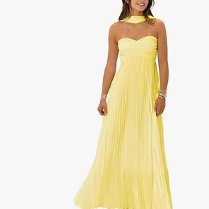 Elegant Yellow Strapless Dress